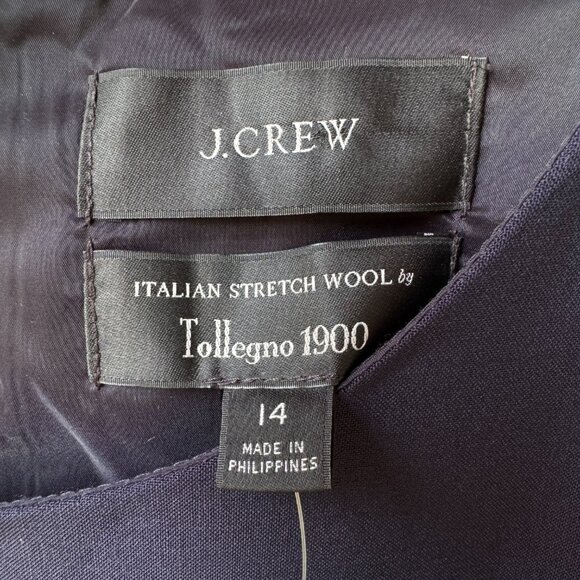 NWT J.CREW Resume Navy Cap Sleeve Knee Length Wool Sheath Dress in Women's 14 - Picture 3 of 14